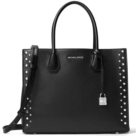 michael kors mercer large convertible tote black silver hardware|michael kors mercer tote.